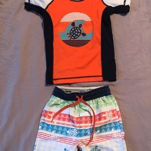 Wes n Willy swim trunks and rash guard 12m